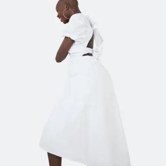 Bardot White Tear Layered Puff Short Sleeve Dress - Picture 2 of 7